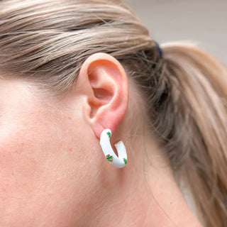 PREORDER: Shamrock Enamel Hoop Earrings-One Size-[option4]-[option5]-[option6]-[option7]-[option8]-Womens-Clothing-Shop