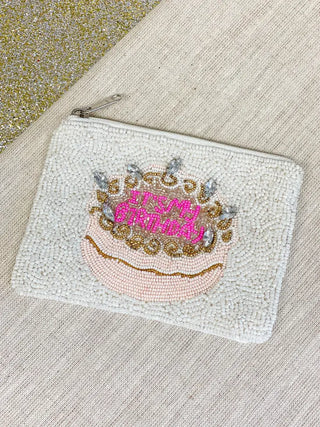 PREORDER: It's My Birthday Beaded Zip Pouch-One Size-[option4]-[option5]-[option6]-[option7]-[option8]-Womens-Clothing-Shop