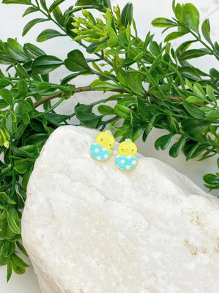 PREORDER: Acrylic Easter Chick Stud Earrings in Two Colors-[option4]-[option5]-[option6]-[option7]-[option8]-Womens-Clothing-Shop