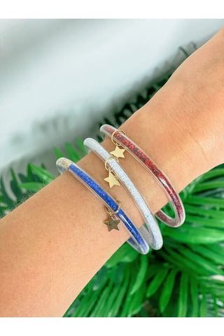 PREORDER: Americana Glittery Star Charm Jelly Bangle Set-OS-[option4]-[option5]-[option6]-[option7]-[option8]-Womens-Clothing-Shop