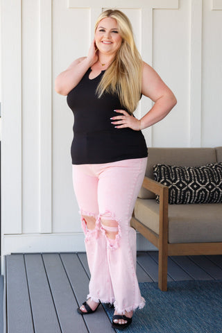 Babs Distressed Straight Jeans in Pink-[option4]-[option5]-[option6]-[option7]-[option8]-Womens-Clothing-Shop