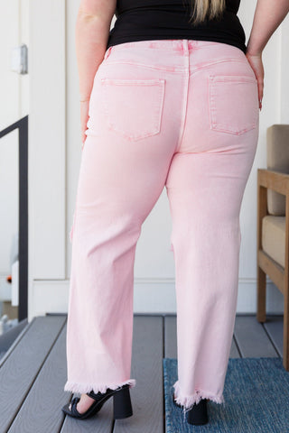 Babs Distressed Straight Jeans in Pink-[option4]-[option5]-[option6]-[option7]-[option8]-Womens-Clothing-Shop