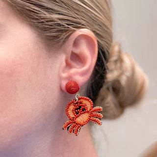 PREORDER: Beachy Crab Beaded Earrings-Crab-[option4]-[option5]-[option6]-[option7]-[option8]-Womens-Clothing-Shop