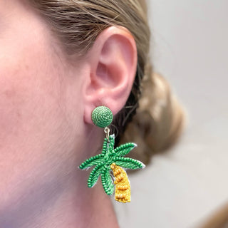 PREORDER: Beachy Palm Tree Beaded Earrings-Palm Tree-[option4]-[option5]-[option6]-[option7]-[option8]-Womens-Clothing-Shop