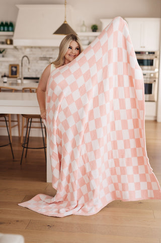 Penny Blanket Single Cuddle Size in Pink Check-OS-[option4]-[option5]-[option6]-[option7]-[option8]-Womens-Clothing-Shop