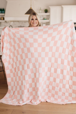 Penny Blanket Single Cuddle Size in Pink Check-OS-[option4]-[option5]-[option6]-[option7]-[option8]-Womens-Clothing-Shop