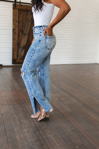 Carter High Rise Slit Hem Straight Jeans-[option4]-[option5]-[option6]-[option7]-[option8]-Womens-Clothing-Shop