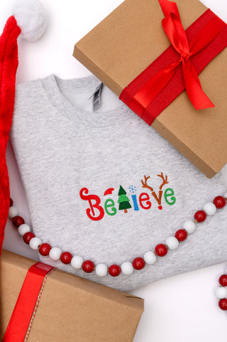 PREORDER: Believe Embroidered Sweatshirt-[option4]-[option5]-[option6]-[option7]-[option8]-Womens-Clothing-Shop