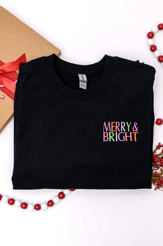 PREORDER: Merry and Bright Embroidered Sweatshirt-[option4]-[option5]-[option6]-[option7]-[option8]-Womens-Clothing-Shop