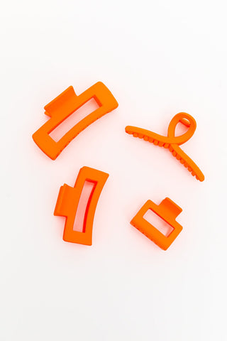 Claw Clip Set of 4 in Orange-OS-[option4]-[option5]-[option6]-[option7]-[option8]-Womens-Clothing-Shop