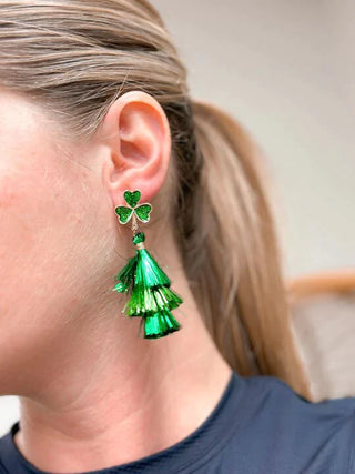 PREORDER: Clover Tinsel Fringe Dangle Earrings-One Size-[option4]-[option5]-[option6]-[option7]-[option8]-Womens-Clothing-Shop