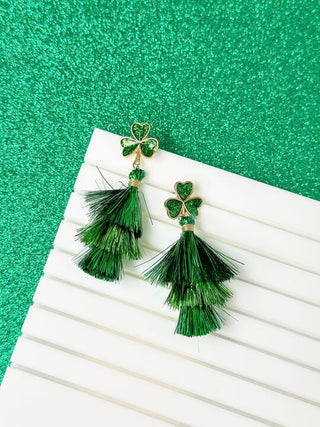 PREORDER: Clover Tinsel Fringe Dangle Earrings-One Size-[option4]-[option5]-[option6]-[option7]-[option8]-Womens-Clothing-Shop