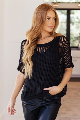 Coastal Dreams Fishnet Top in Black-[option4]-[option5]-[option6]-[option7]-[option8]-Womens-Clothing-Shop