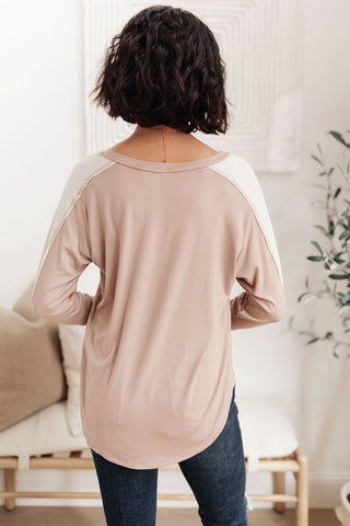 Coffee Date V Neck Top In Taupe-[option4]-[option5]-[option6]-[option7]-[option8]-Womens-Clothing-Shop