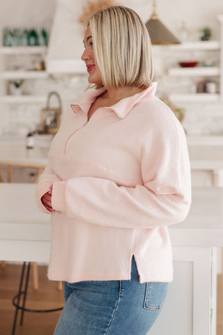 Cozy Moment 1/2 Zip Pullover in Blush-[option4]-[option5]-[option6]-[option7]-[option8]-Womens-Clothing-Shop