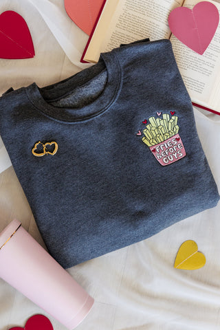 PREORDER: Fries Before Guys Embroidered Sweatshirt-[option4]-[option5]-[option6]-[option7]-[option8]-Womens-Clothing-Shop