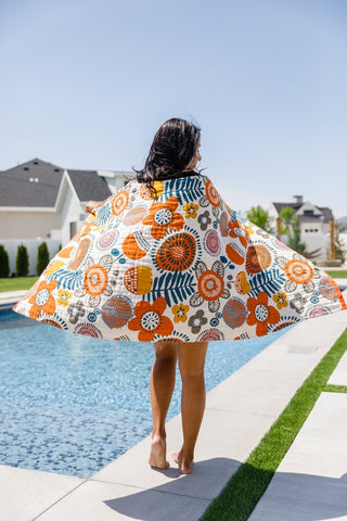 PREORDER: Luxury Beach Towel in Bright Retro Floral-OS-[option4]-[option5]-[option6]-[option7]-[option8]-Womens-Clothing-Shop