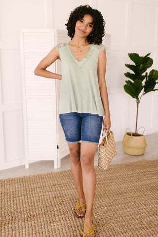 Garden and Lace Top in Sage-[option4]-[option5]-[option6]-[option7]-[option8]-Womens-Clothing-Shop