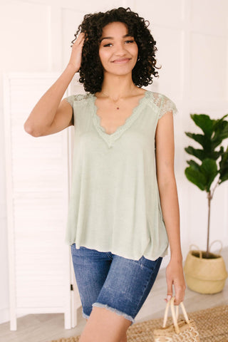 Garden and Lace Top in Sage-[option4]-[option5]-[option6]-[option7]-[option8]-Womens-Clothing-Shop