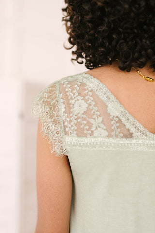 Garden and Lace Top in Sage-[option4]-[option5]-[option6]-[option7]-[option8]-Womens-Clothing-Shop