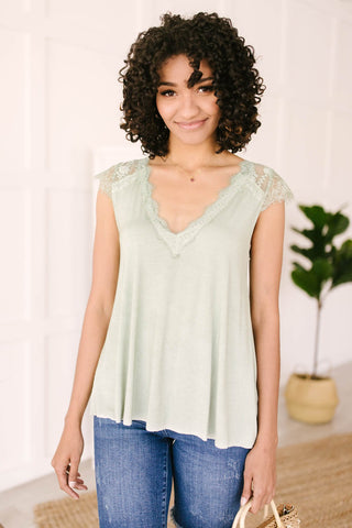 Garden and Lace Top in Sage-[option4]-[option5]-[option6]-[option7]-[option8]-Womens-Clothing-Shop