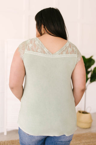 Garden and Lace Top in Sage-[option4]-[option5]-[option6]-[option7]-[option8]-Womens-Clothing-Shop