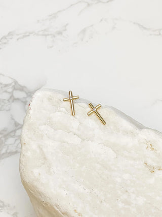 PREORDER: Cross Stud Earrings-One Size-[option4]-[option5]-[option6]-[option7]-[option8]-Womens-Clothing-Shop