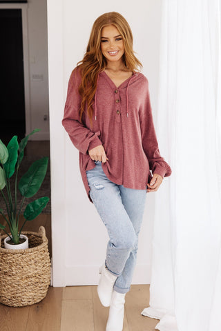 Happier Now Henley Hoodie in Burgundy-[option4]-[option5]-[option6]-[option7]-[option8]-Womens-Clothing-Shop