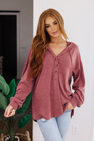 Happier Now Henley Hoodie in Burgundy-[option4]-[option5]-[option6]-[option7]-[option8]-Womens-Clothing-Shop