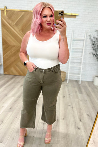 Harvey High Rise Control Top Wide Leg Crop Jeans in Olive-[option4]-[option5]-[option6]-[option7]-[option8]-Womens-Clothing-Shop