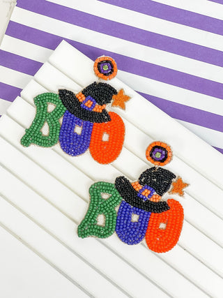 PREORDER: Boo Witchy Halloween Beaded Dangle Earrings-OS-[option4]-[option5]-[option6]-[option7]-[option8]-Womens-Clothing-Shop