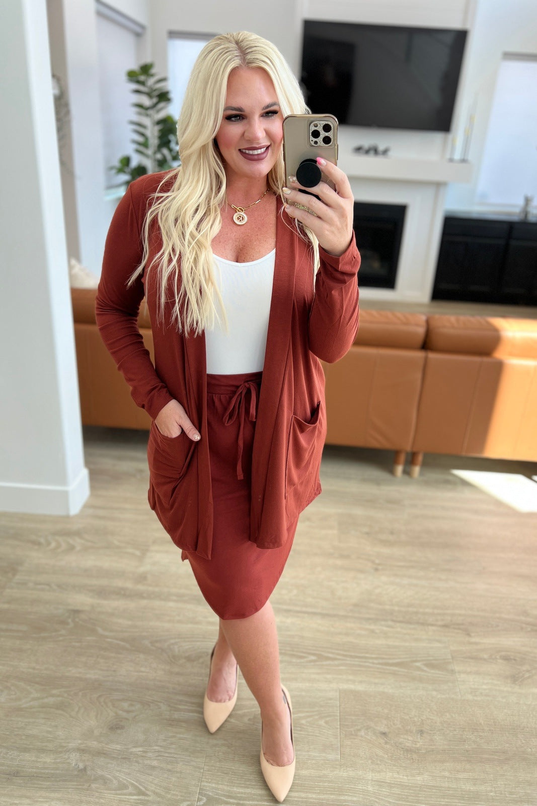 Dark red clearance cardigan outfits