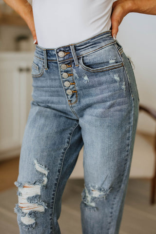 Josie Mid Rise Button Fly Boyfriend Jeans-[option4]-[option5]-[option6]-[option7]-[option8]-Womens-Clothing-Shop