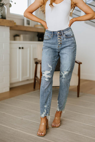 Josie Mid Rise Button Fly Boyfriend Jeans-[option4]-[option5]-[option6]-[option7]-[option8]-Womens-Clothing-Shop