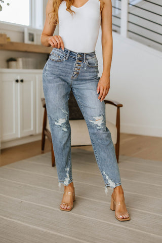 Josie Mid Rise Button Fly Boyfriend Jeans-[option4]-[option5]-[option6]-[option7]-[option8]-Womens-Clothing-Shop