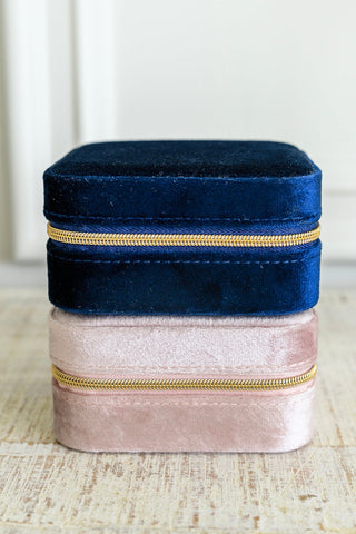 Kept and Carried Velvet Jewelry Box in Navy-NAVY-[option4]-[option5]-[option6]-[option7]-[option8]-Womens-Clothing-Shop