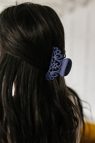 Lace Detail Claw Clip in Navy-OS-[option4]-[option5]-[option6]-[option7]-[option8]-Womens-Clothing-Shop