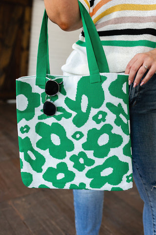 Lazy Daisy Knit Bag in Green-OS-[option4]-[option5]-[option6]-[option7]-[option8]-Womens-Clothing-Shop