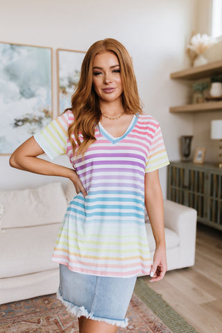 Looking for Rainbows V-Neck Striped Top-[option4]-[option5]-[option6]-[option7]-[option8]-Womens-Clothing-Shop