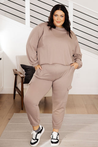 Lounge A Lot Cargo Sweatpants in Mocha-[option4]-[option5]-[option6]-[option7]-[option8]-Womens-Clothing-Shop