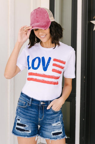 Love For The Flag Graphic Tee-[option4]-[option5]-[option6]-[option7]-[option8]-Womens-Clothing-Shop