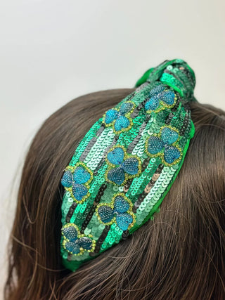 PREORDER: Lucky Clover Beaded Embellished Headband-One Size-[option4]-[option5]-[option6]-[option7]-[option8]-Womens-Clothing-Shop