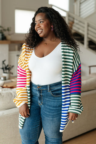 Marquee Lights Striped Cardigan-[option4]-[option5]-[option6]-[option7]-[option8]-Womens-Clothing-Shop