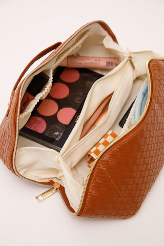 New Dawn Large Capacity Cosmetic Bag in Cognac-OS-[option4]-[option5]-[option6]-[option7]-[option8]-Womens-Clothing-Shop