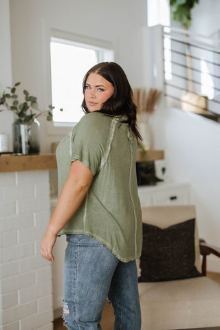 New Edition Mineral Wash T Shirt in Olive-[option4]-[option5]-[option6]-[option7]-[option8]-Womens-Clothing-Shop