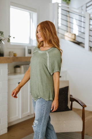 New Edition Mineral Wash T Shirt in Olive-[option4]-[option5]-[option6]-[option7]-[option8]-Womens-Clothing-Shop