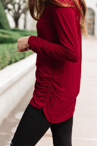 Nivia Draped Turtle Neck Tunic in Burgundy-[option4]-[option5]-[option6]-[option7]-[option8]-Womens-Clothing-Shop