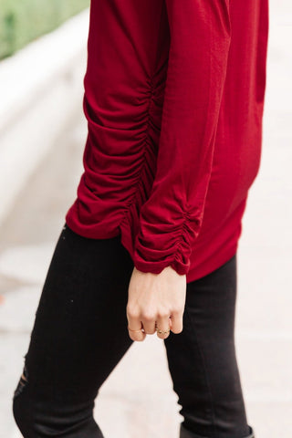 Nivia Draped Turtle Neck Tunic in Burgundy-[option4]-[option5]-[option6]-[option7]-[option8]-Womens-Clothing-Shop