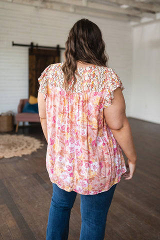 Not So Serious Floral Blouse in Pink-[option4]-[option5]-[option6]-[option7]-[option8]-Womens-Clothing-Shop