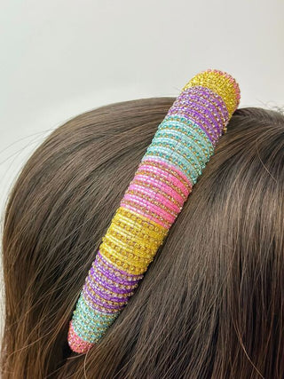 PREORDER: Pastel Stripe Padded Rhinestone Headband-One Size-[option4]-[option5]-[option6]-[option7]-[option8]-Womens-Clothing-Shop